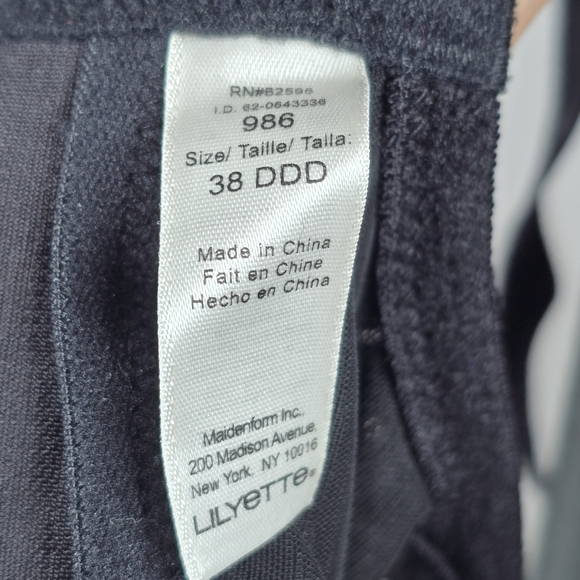 Lilyette Women's Black Floral Print 986 Full Support Minimizer Bra Size 38 DDD - Picture 8 of 9